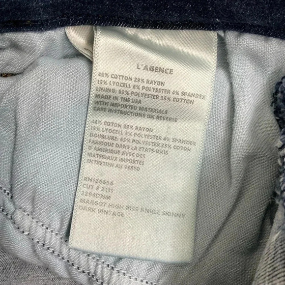 L'Agence Margot High Rise Ankle Skinny Jeans Size 24 Dark Vintage Wash - Picture 5 of 6